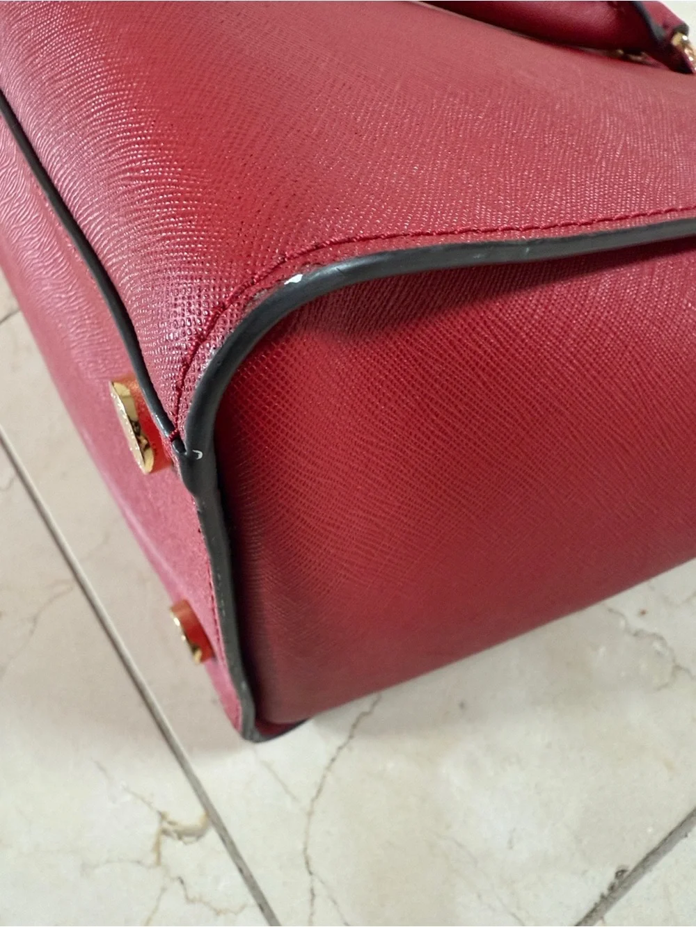 Michael Kors Red Saffiano Satchel with Removable Strap